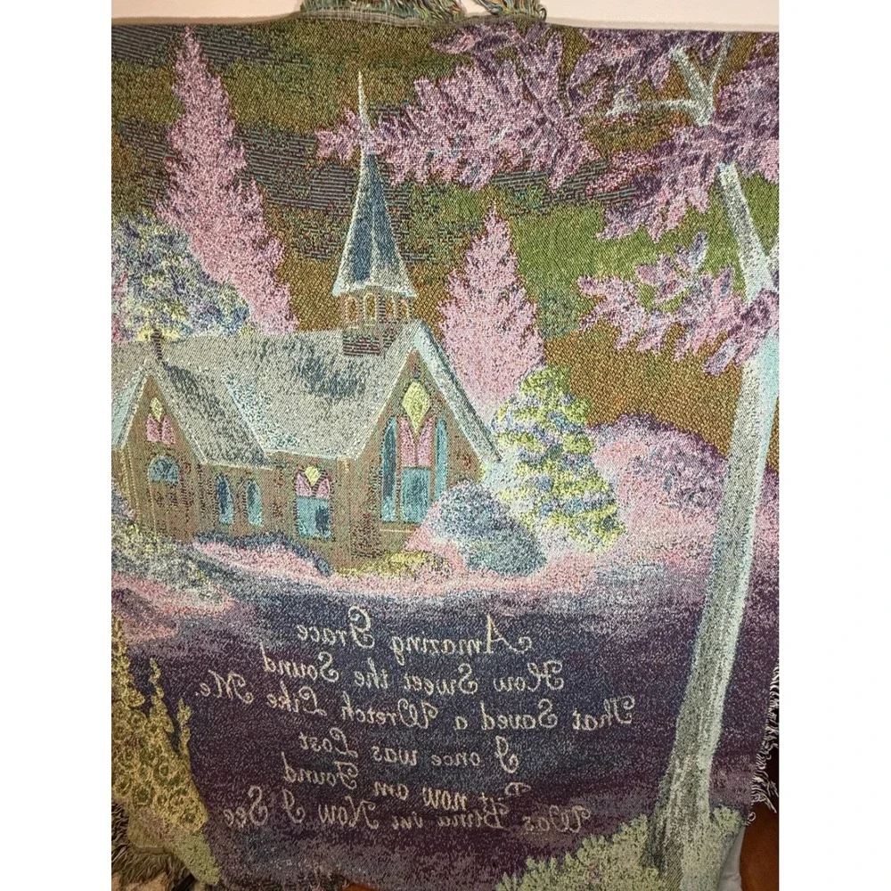 Manual Woodworkers Weavers Amazing Grace Tapestry Throw Blanket 50x60 Cotton USA